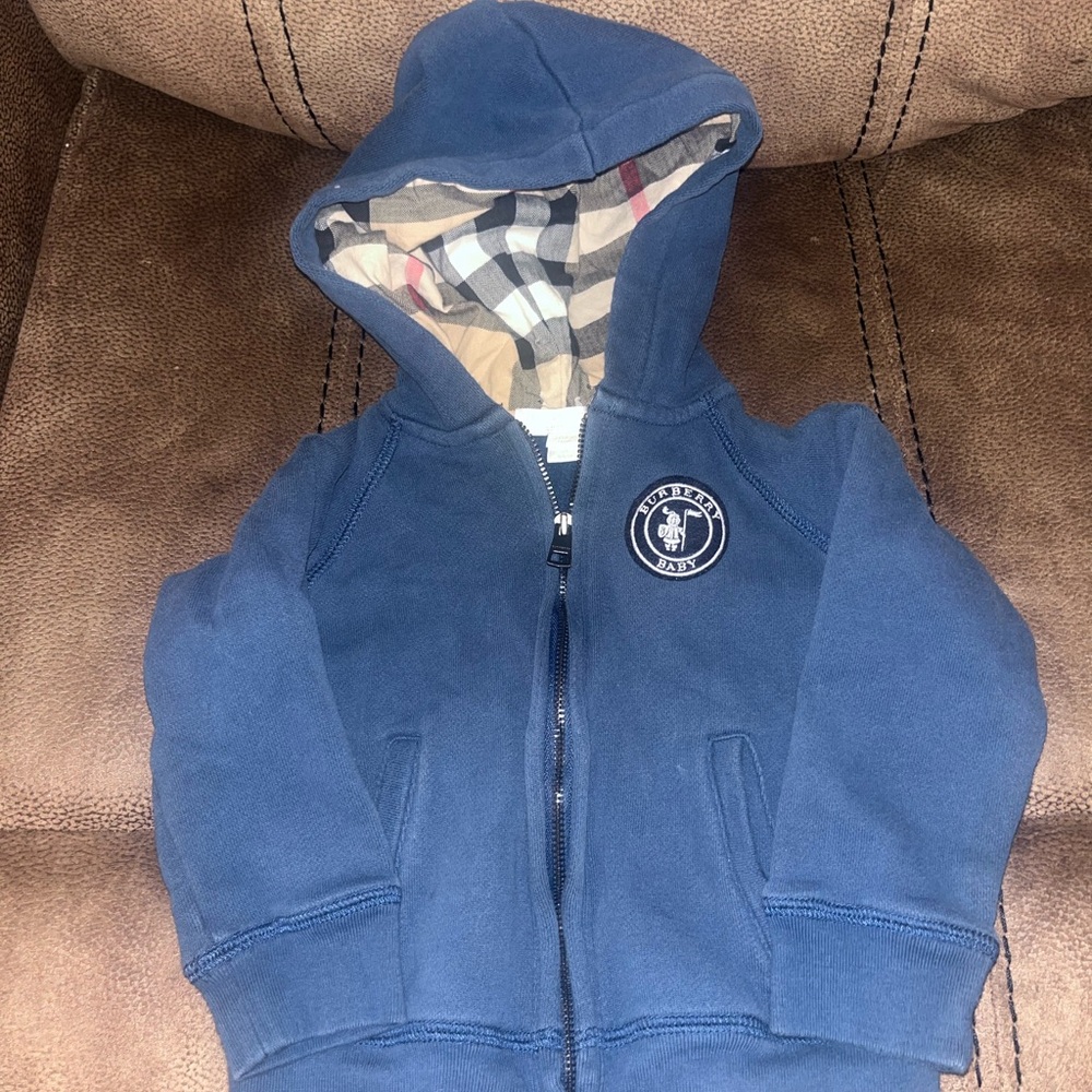 Burberry Navy Kids Hoodie with Check Lining